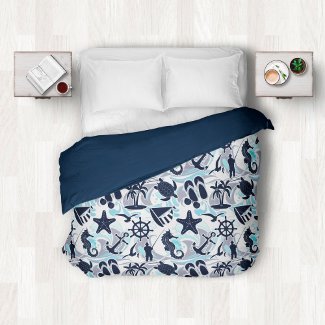 Nautical Beach Pattern Navy ID839