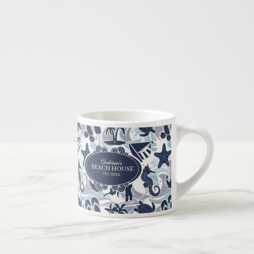 Nautical Beach Pattern Navy ID839 Espresso Cup