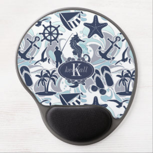 Nautical Beach Pattern Navy ID839 Gel Mouse Pad