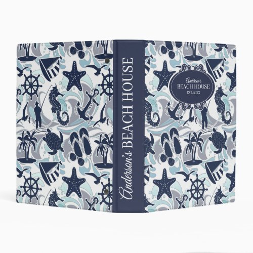 Nautical Beach Pattern Navy ID839 Mini Binder