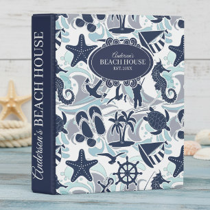 Nautical Beach Pattern Navy ID839 Mini Binder