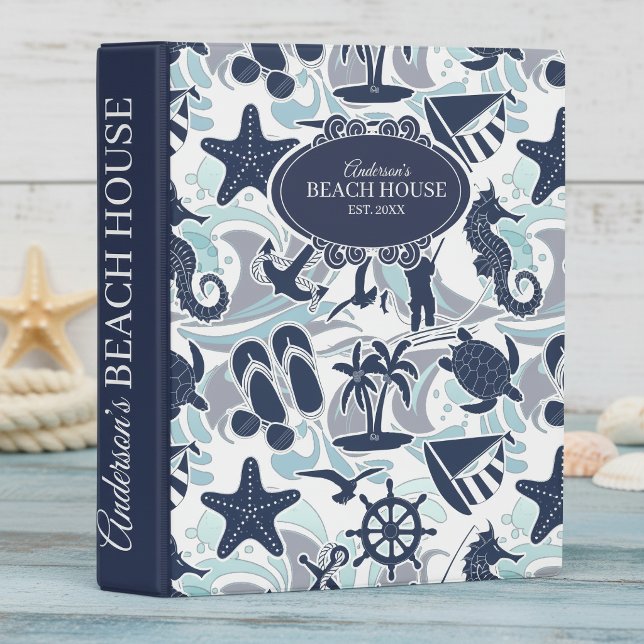 Nautical Beach Pattern Navy ID839 Mini Binder (Creator Uploaded)