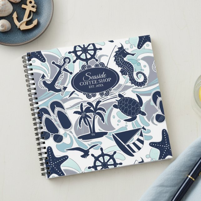 Nautical Beach Pattern Navy ID839 Notebook (Creator Uploaded)