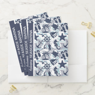 Nautical Beach Pattern Navy ID839 Pocket Folder