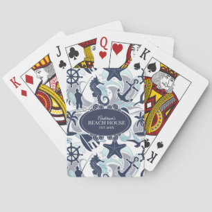 Nautical Beach Pattern Navy ID839 Poker Cards