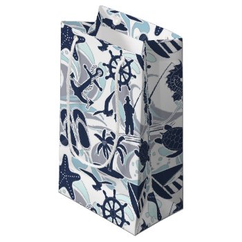 Nautical Beach Pattern Navy Id839 Small Gift Bag by arrayforcards at Zazzle