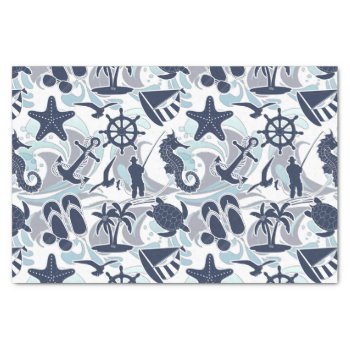 Nautical Beach Pattern Navy Id839 Tissue Paper by arrayforcards at Zazzle