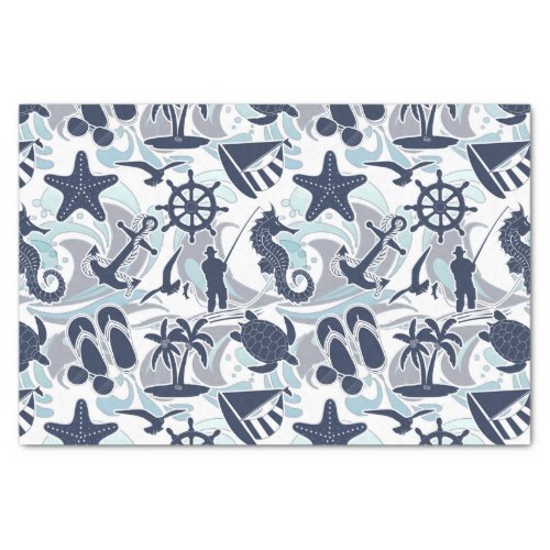 Nautical Beach Pattern Navy ID839 Tissue Paper