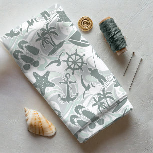 Nautical Beach Pattern Olive ID839 Fabric