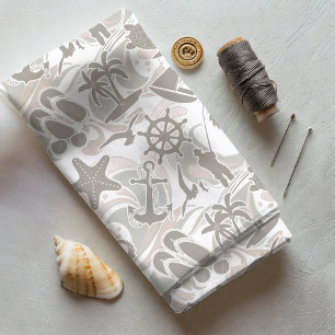 Nautical Beach Pattern Taupe ID839 Fabric