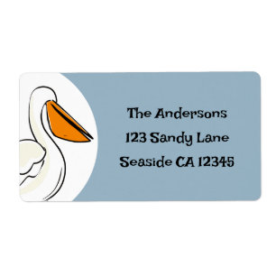 Nautical Beach Pelican Return Address Label