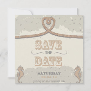 Nautical Beach Sand Heart Knot Save the Date
