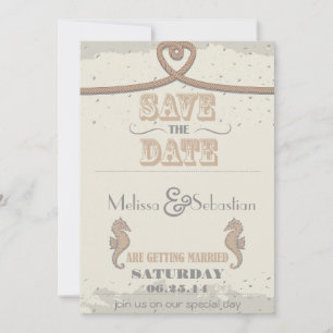 Nautical Beach Sand Heart Knot Save the Date