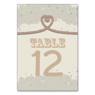 Nautical Beach Sand Heart Knot Table Number