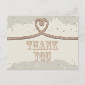 Nautical Beach Sand Heart Knot Thank You Postcard by Wedding_Trends at Zazzle