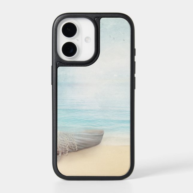 Nautical Beach Scene with Rowboat & Fishing Net Otterbox iPhone Case (Back)