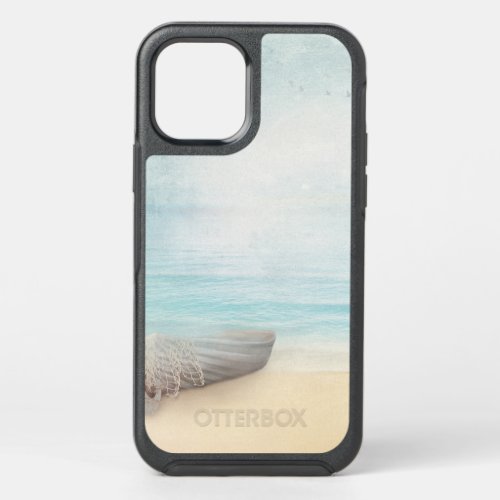 Nautical Beach Scene with Rowboat  Fishing Net OtterBox Symmetry iPhone 12 Case