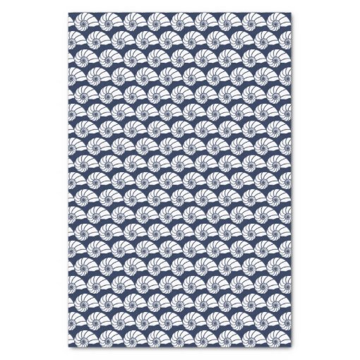 Nautical Beach Sea Shells Navy Blue White Coastal Tissue Paper | Zazzle