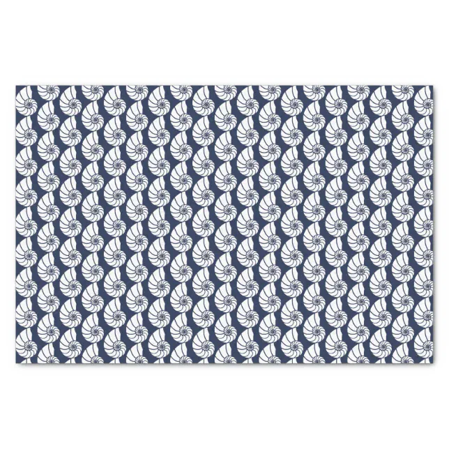 Nautical Beach Sea Shells Navy Blue White Coastal Tissue Paper | Zazzle