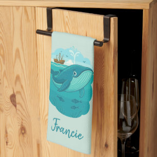 Nautical Beach Sea Whale Kitchen Towel