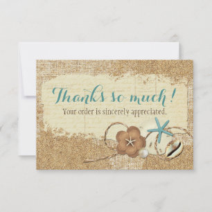 Nautical Beach Seashell & Sand Boutique Thank You Card