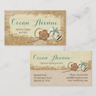 Nautical Beach Seashells & Sand Ocean Boutique Business Card