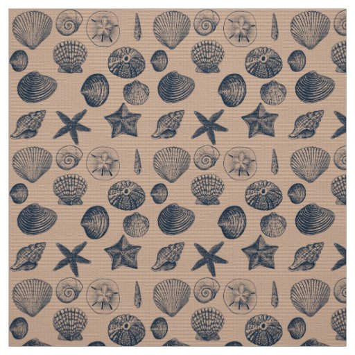 Nautical Beach Shells Fabric
