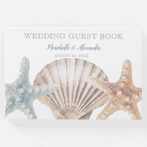 Nautical Beach Starfish Seashell Tropical Wedding Guest Book