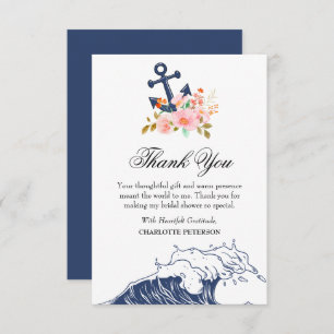 Nautical Beach Theme Bridal Shower  Thank You Card