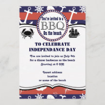 Nautical Beach themed Barbecue invitation