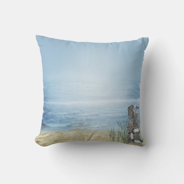 Nautical Beach Throw Pillow (Front)