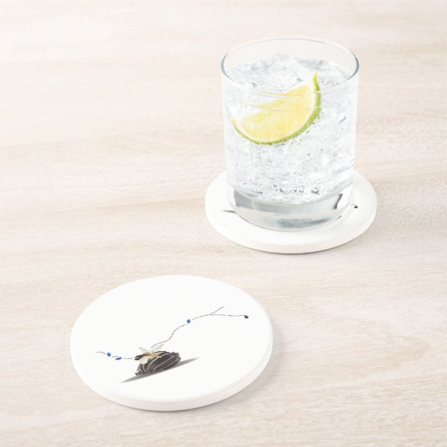 Nautical beach unique elegant minimalist coastal coaster (Side)