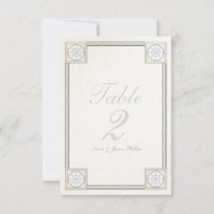 Nautical Beach Vintage Wedding Table Number Card