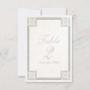 Nautical Beach Vintage Wedding Table Number Card