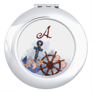 Nautical Beach Wedding Bridesmaid Gift Compact Mirror