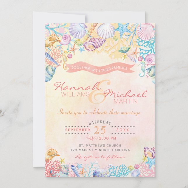 Nautical Beach Wedding Invitation (Front)