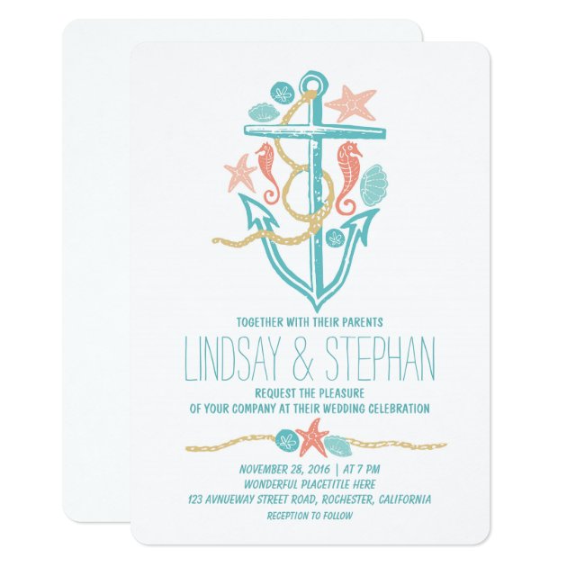 Nautical Beach Wedding Invitations