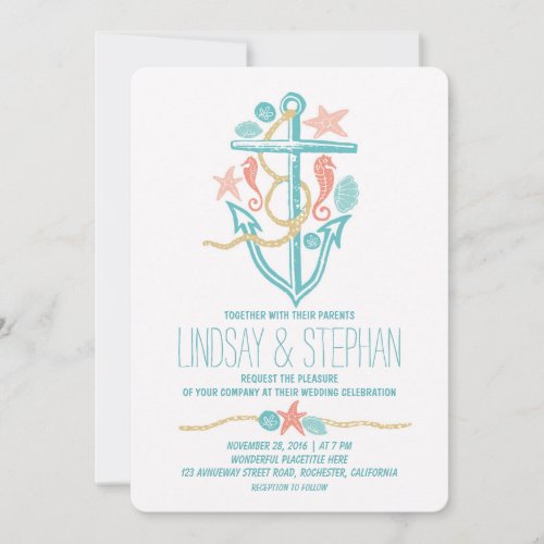 Nautical beach wedding invitations personalized announcement