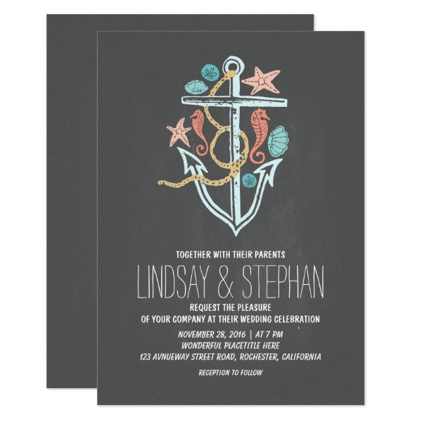 161692823496948857 Nautical beach wedding invitations - chalkboard