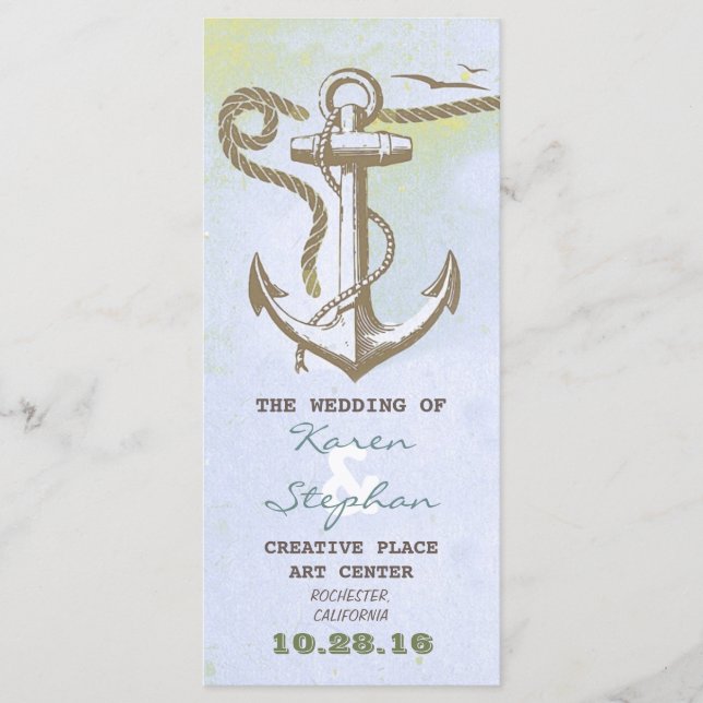 nautical beach wedding programs (Front)