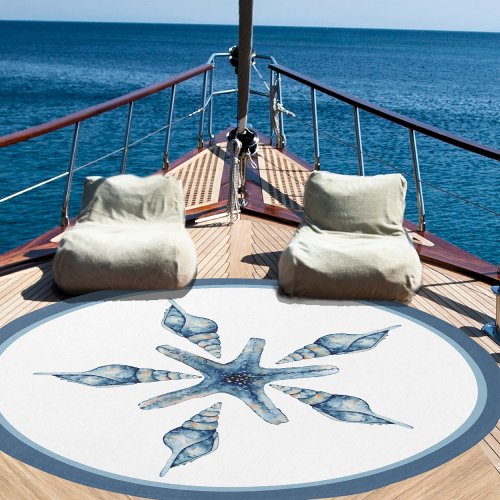 Nautical Beach Wedding Seashells  Starfish  Outdoor Rug