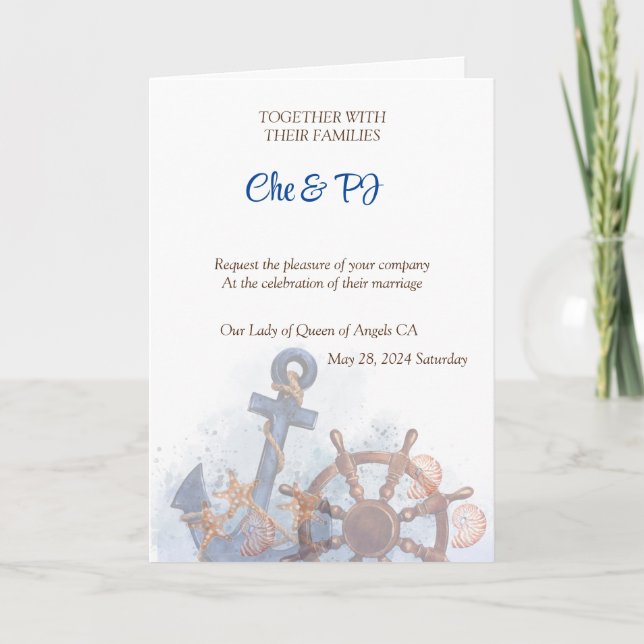 Nautical Beach Wedding Theme  Invitation (Front)