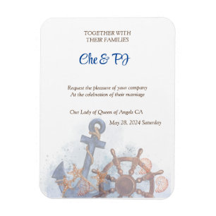 Nautical Beach Wedding Theme Invitation Magnet