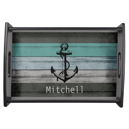 Nautical Beach Wood Anchor  Serving Tray