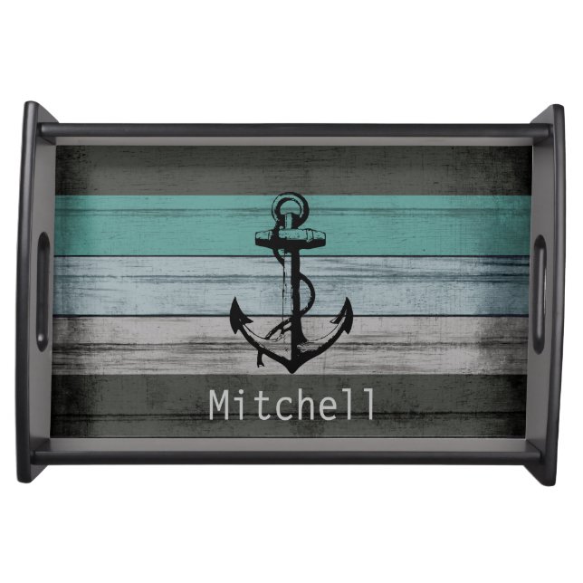 Nautical Beach Wood Anchor  Serving Tray (Front)