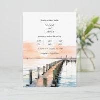 Nautical Beachside Orange Sky Sunset Pier Wedding
