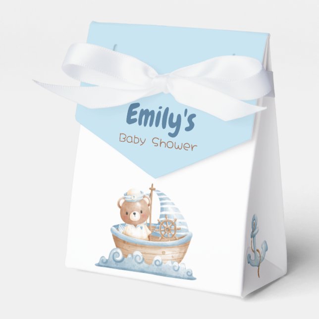 Nautical Bear Favor Box (Boy Baby Shower) (Front Side)