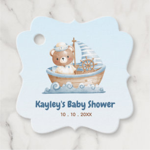 Nautical Bear Favor Tags - Boy Baby Shower