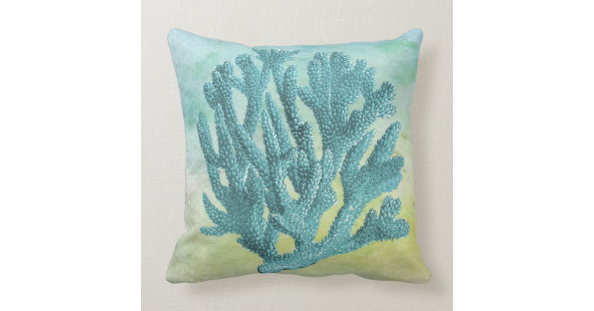Nautical Beautiful And Elegant Coastal Blue Coral Throw Pillow