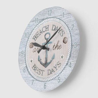 Nautical Best Days Beach Rustic Wall Clock | Zazzle